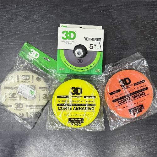 Kit 5" Pads Europeos + Pad Cordero 5" + Backing Plate 5" K73 3D