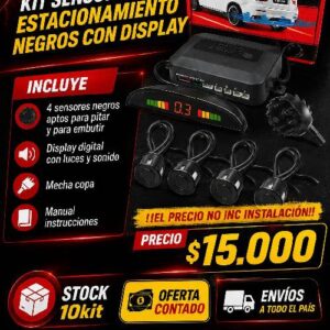 KIT SENSORES DE ESTACIONAMIENTO NEGROS CON DISPLAY