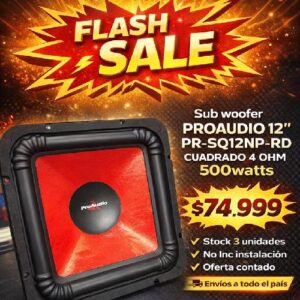 SUB WOOFER 12" PROAUDIO CUADRADO SQ12NP-RD 500WTS 4 OHM