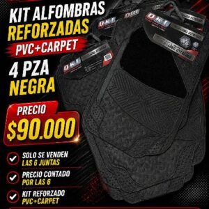 COMBO DE ALFOMBRAS REFORZADAS PVC+CARPET NEGRAS QKL