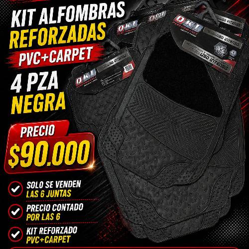 COMBO DE ALFOMBRAS REFORZADAS PVC+CARPET NEGRAS QKL