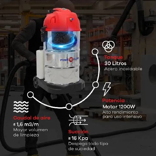 Aspiradora Powerclean LV30 3en1 Polvo Líquidos y Lavatapizados 30L - Imagen 5