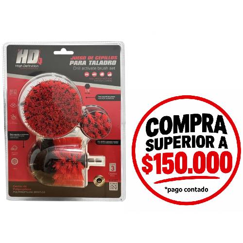 Cepillos x3 Limpieza De Tapizados Para Taladro HDQ G-41 3D